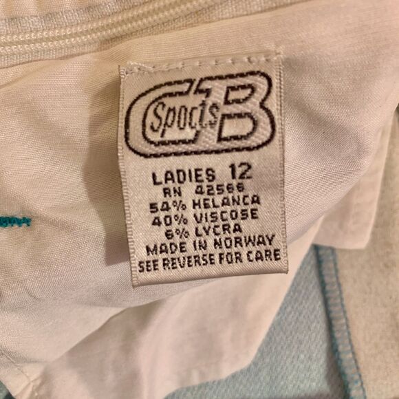 Vintage 80s CB Sports Ladies 12 Stirrup Ski Pants Blue Helanca Norway Retro snow - Picture 9 of 16